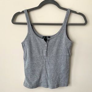 Topshop Gray Crop Top with Button Detail Size 6